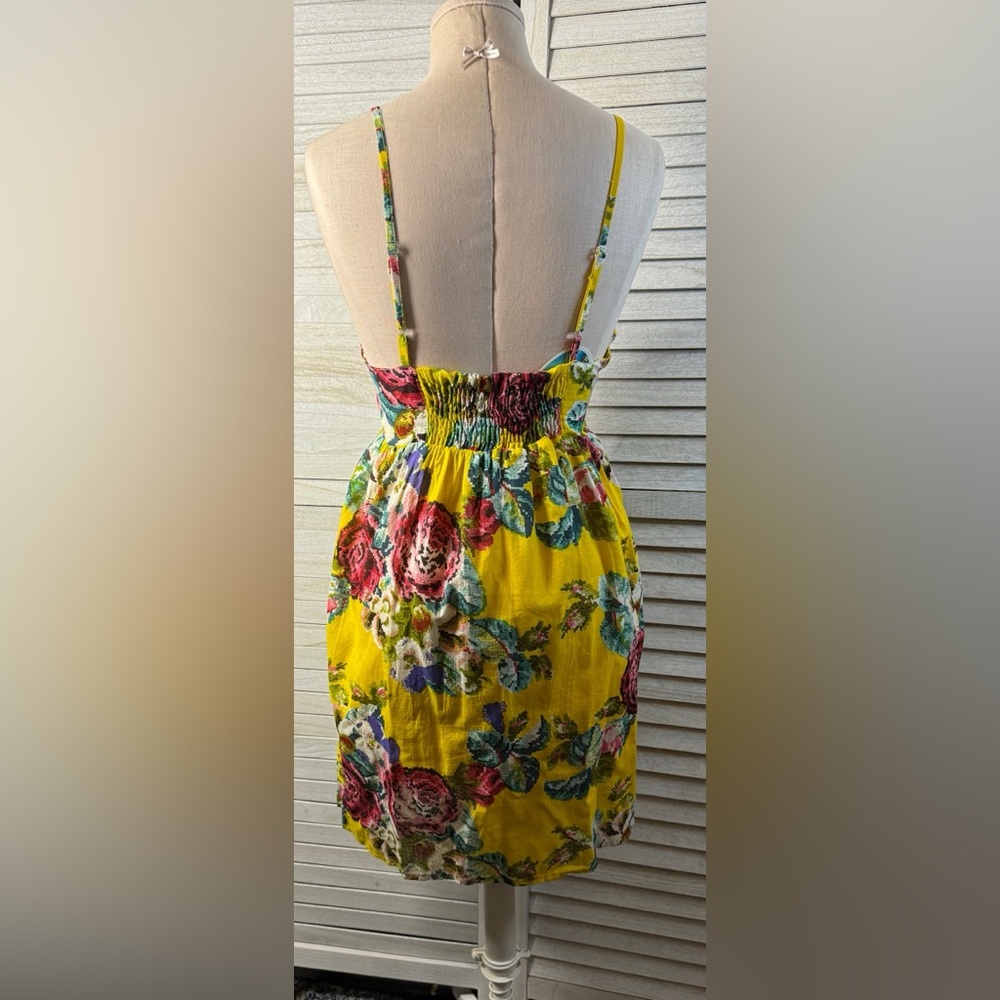 Luv By Chance Yellow Floral Midi Dress Medium NWT Cottagecore Garden Party - Picture 5 of 11